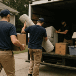 Eviction cleanout crew quickly loading tenant belongings into a truck for fast turnaround in Stockbridge and Decatur, Georgia.